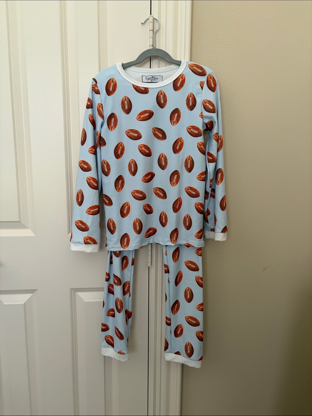 Sugar Bee - Football Print Butt flap Pajama Set